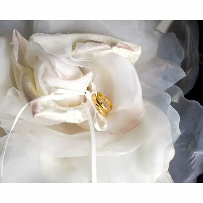 "Rose Romance" Ring Bearer Pillows- White, Ivory, and Red