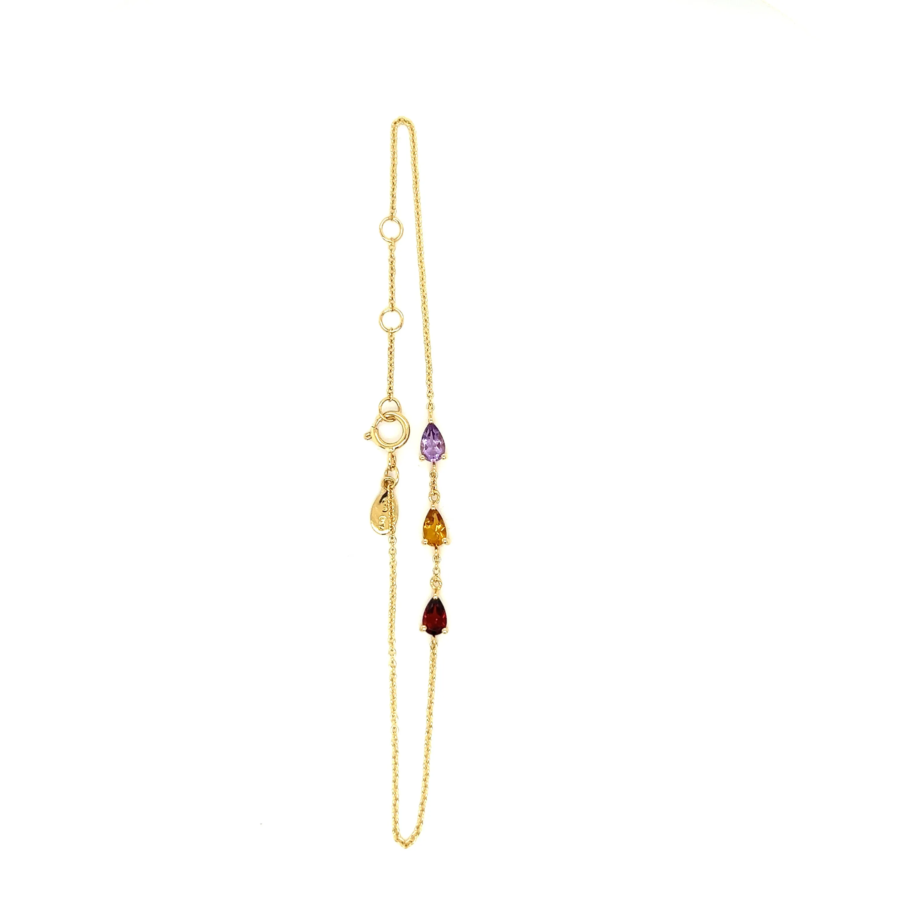 Rainbow Gemstones Pear Shape Bracelet