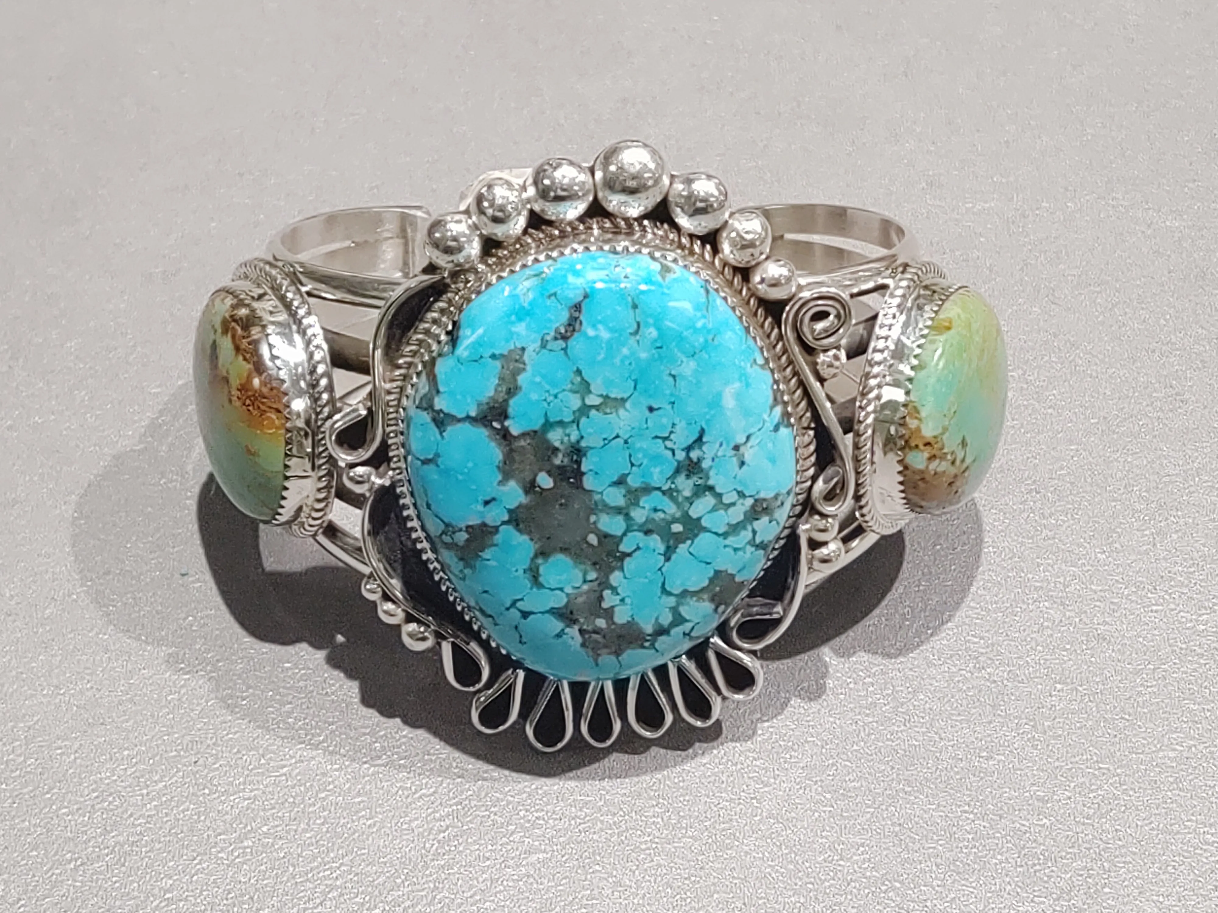 Ray Nez Navajo Sterling Silver Turquoise Cuff - Handmade Native American
