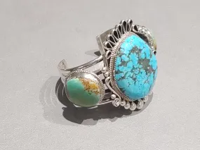 Ray Nez Navajo Sterling Silver Turquoise Cuff - Handmade Native American