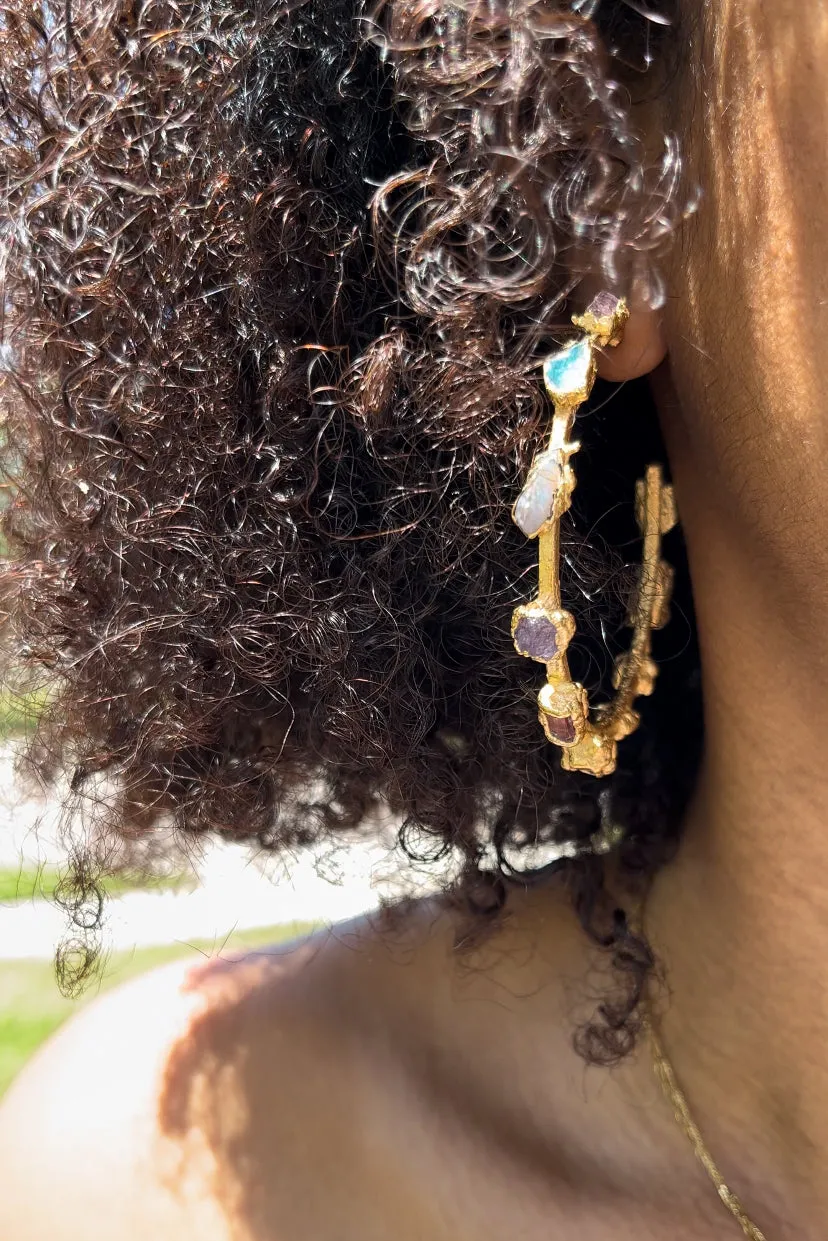 (READY TO SHIP) Opal Mermaid Hoop Earrings / Large