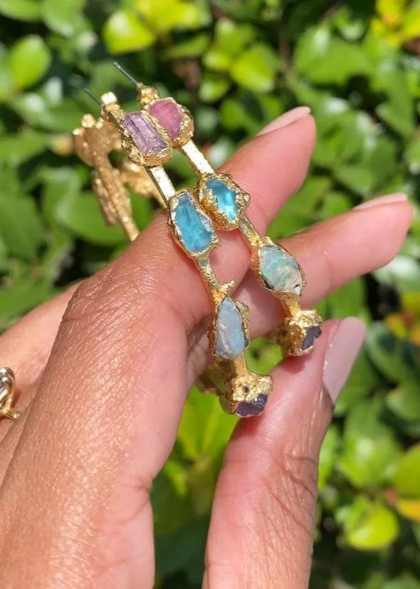 (READY TO SHIP) Opal Mermaid Hoop Earrings / Large