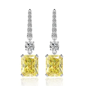 Rectangle Zircon Silver Hook Earrings