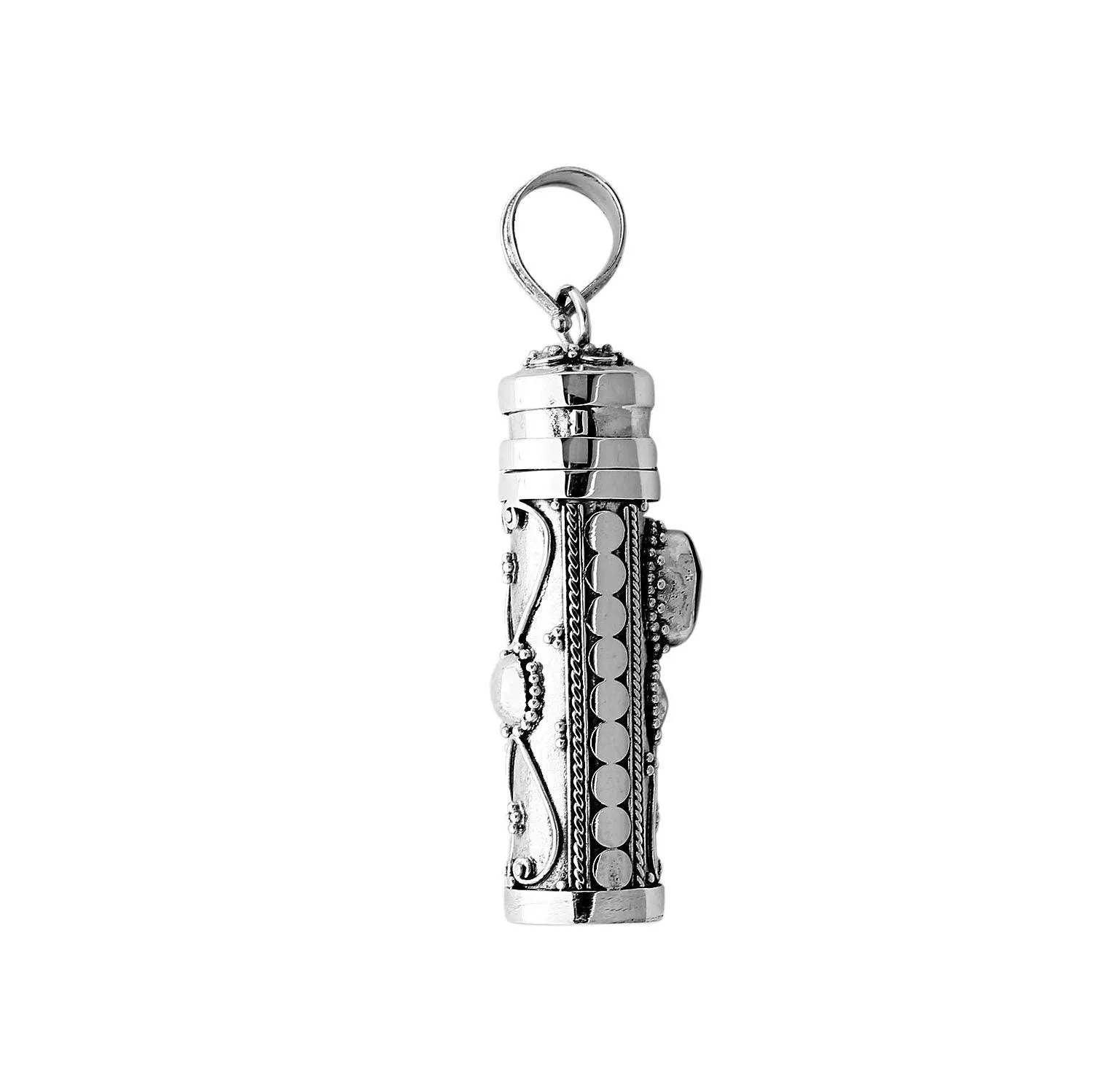 Red Garnet Prayer Box  - Pill Box  Perfume Pendant - Ashes Locket Pendant -925 Sterling Silver  -