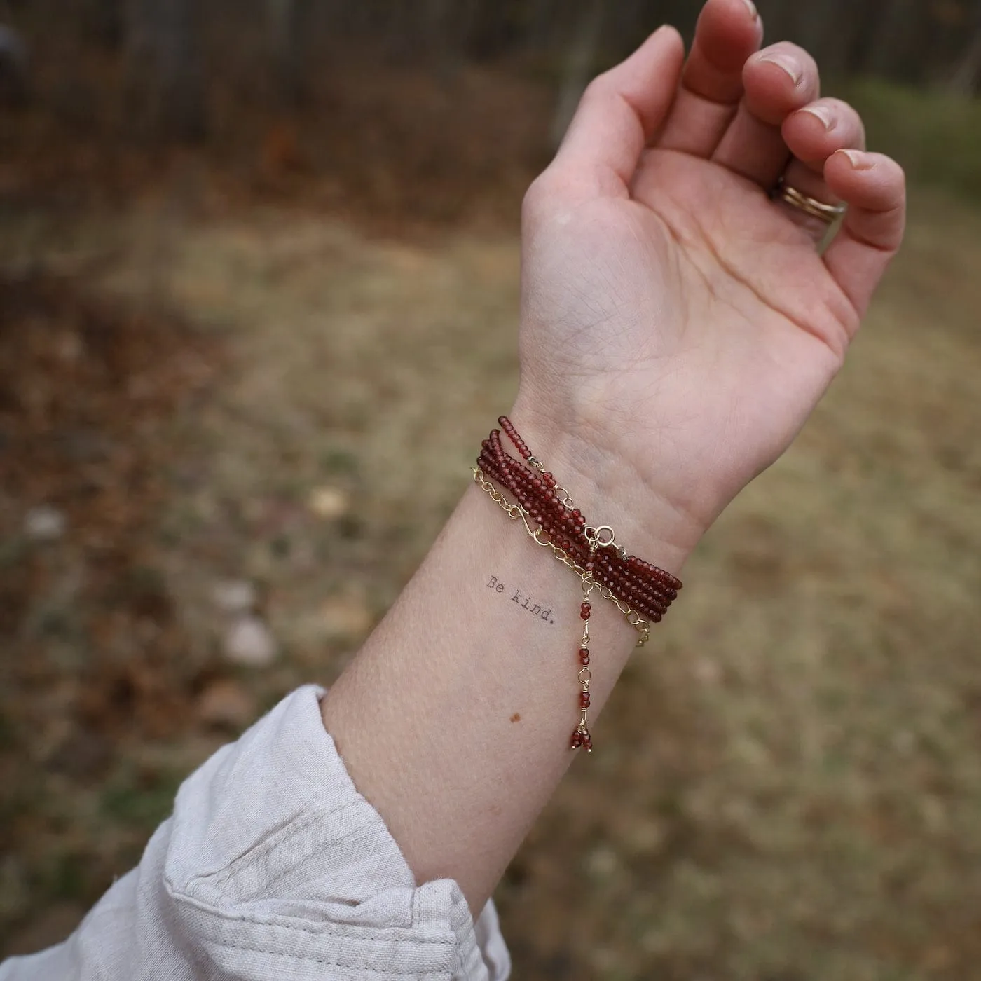 Red Garnet Wrap Bracelet & Necklace