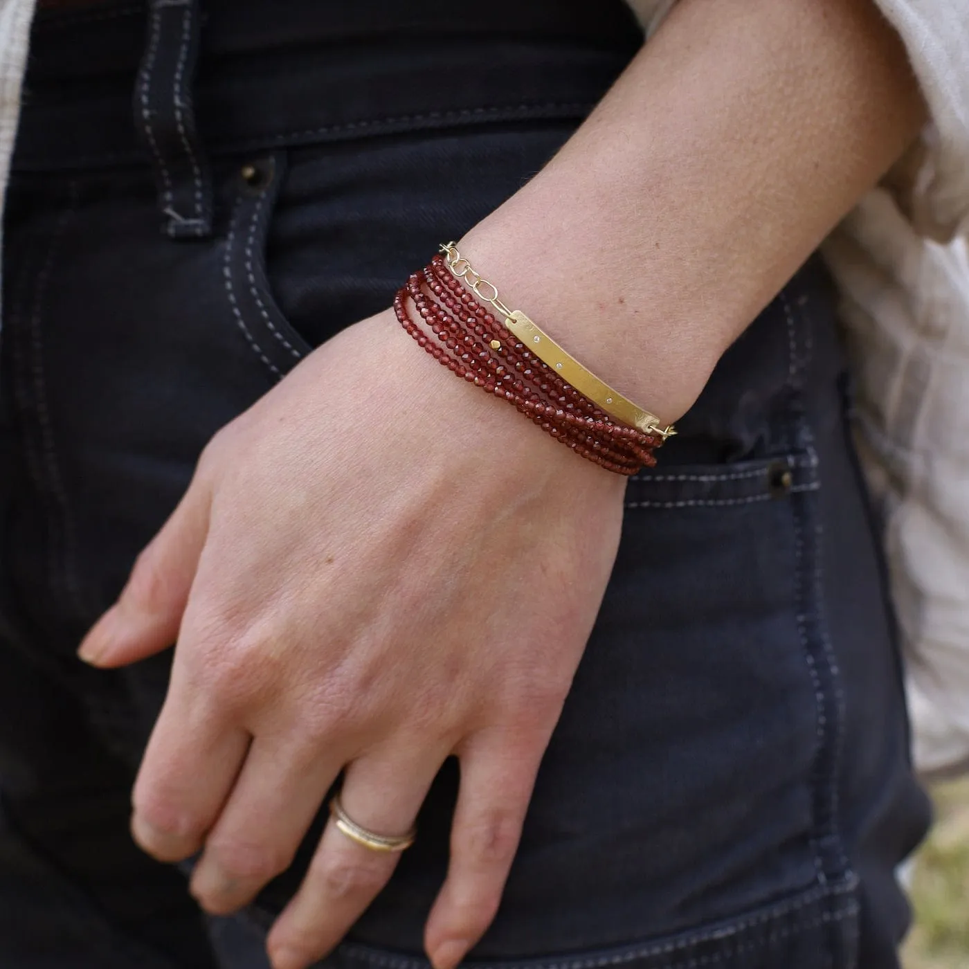 Red Garnet Wrap Bracelet & Necklace