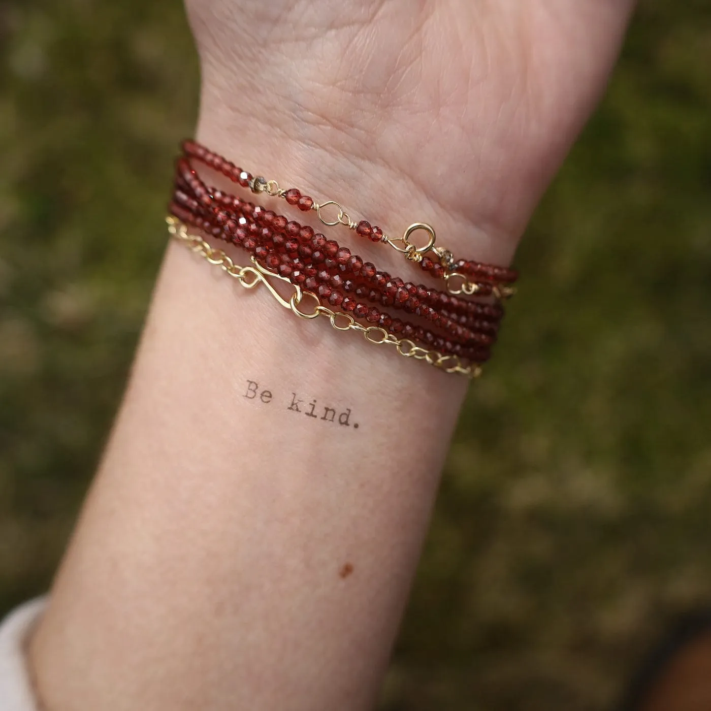 Red Garnet Wrap Bracelet & Necklace