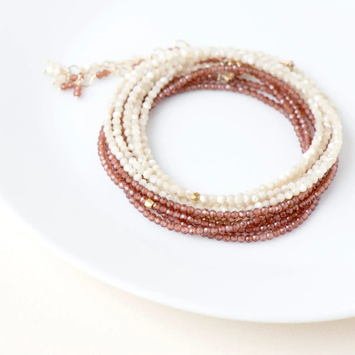Red Garnet Wrap Bracelet & Necklace