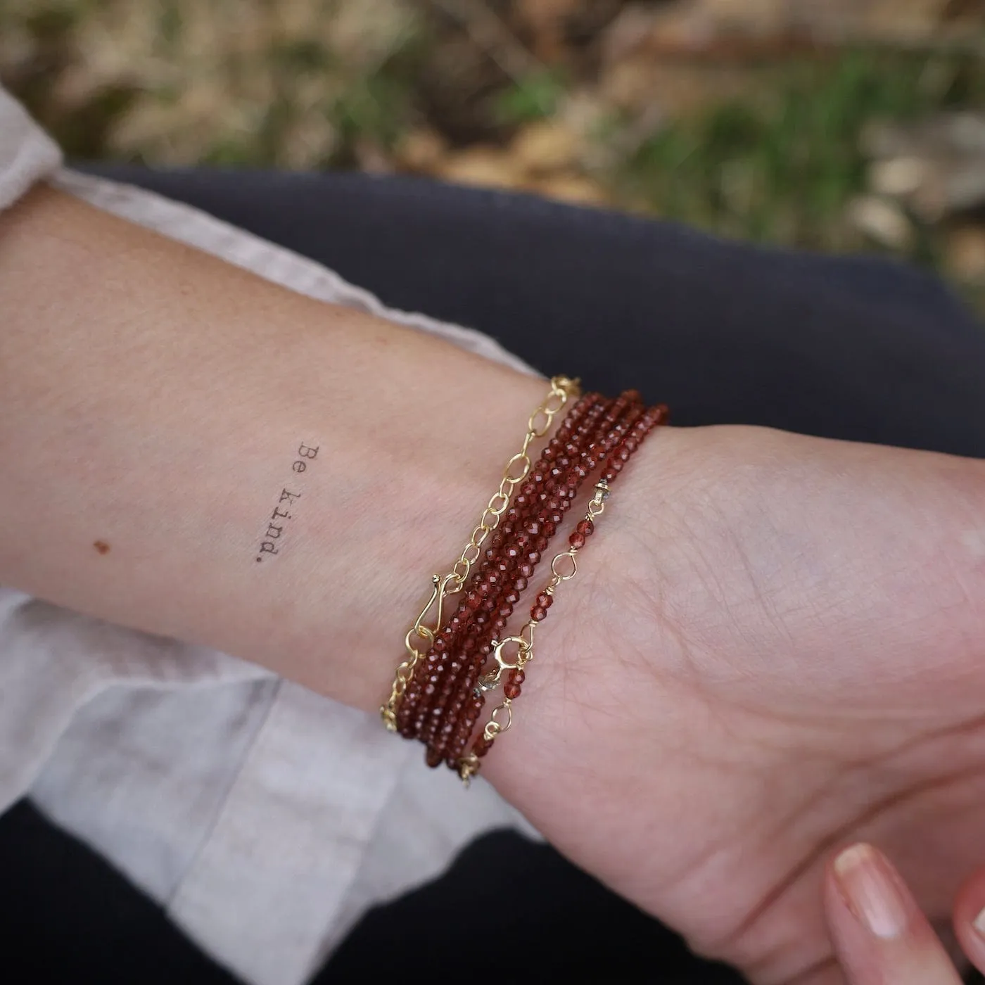 Red Garnet Wrap Bracelet & Necklace