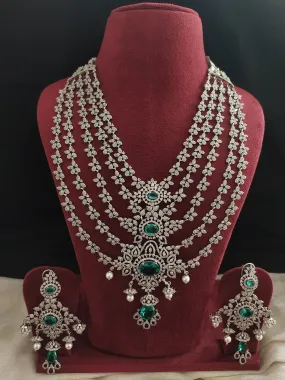 Redefined Silver-Plated Five Lines Zircon Long Set