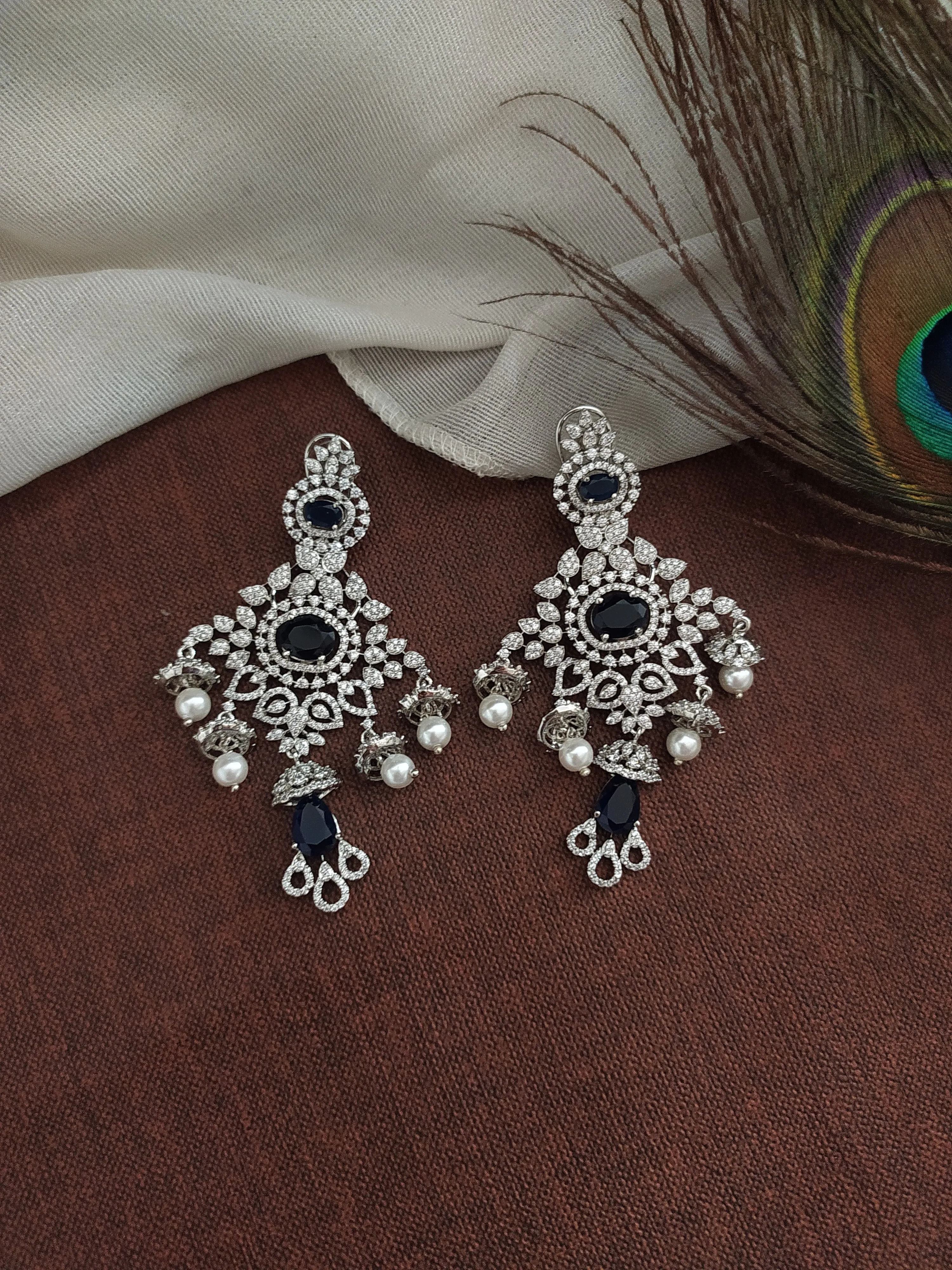 Redefined Silver-Plated Five Lines Zircon Long Set