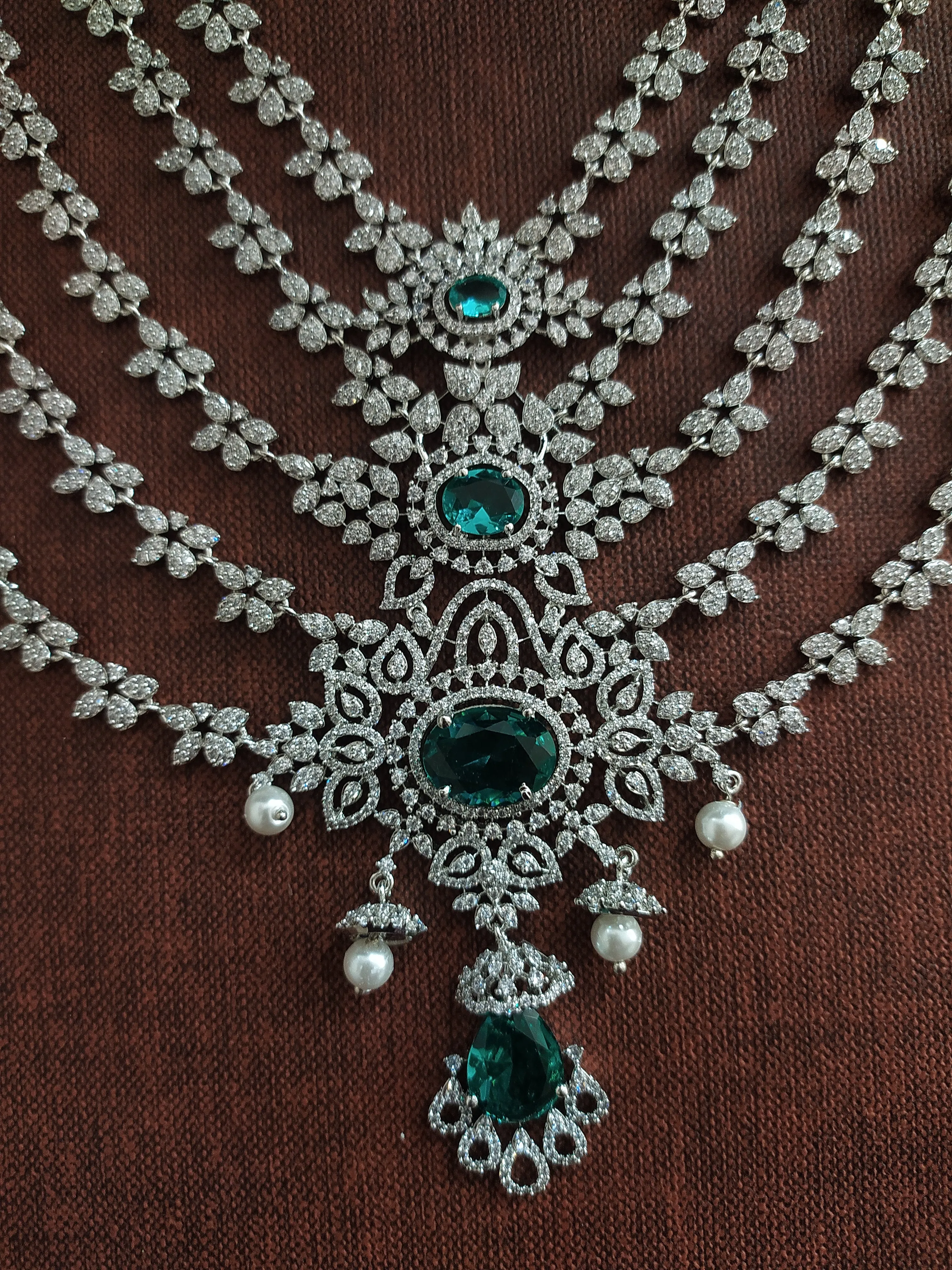 Redefined Silver-Plated Five Lines Zircon Long Set