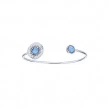 Rock Crystal Mother of Pearl & Turquoise Bangle with White Sapphires
