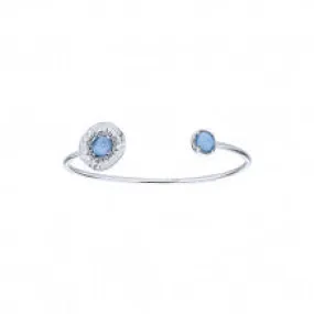 Rock Crystal Mother of Pearl & Turquoise Bangle with White Sapphires