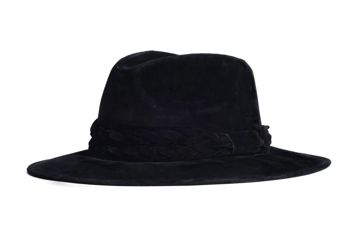 Rockstar Velour Faux Suede Fedora Hat