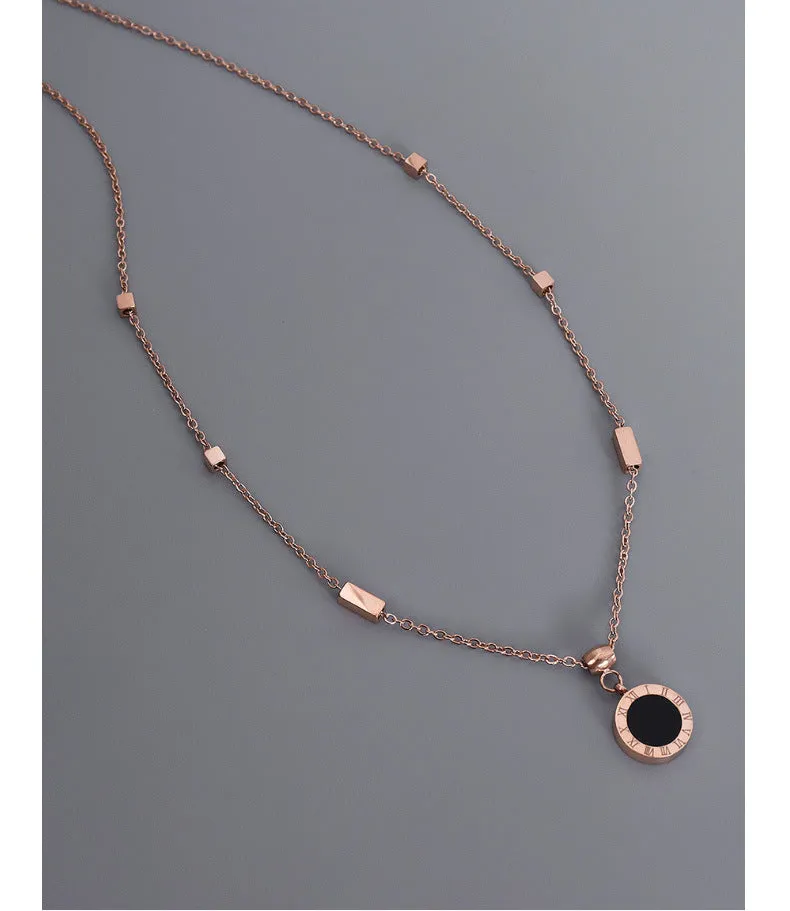 Roman Numeral Shell Collarbone Necklace for Women - Titanium Steel