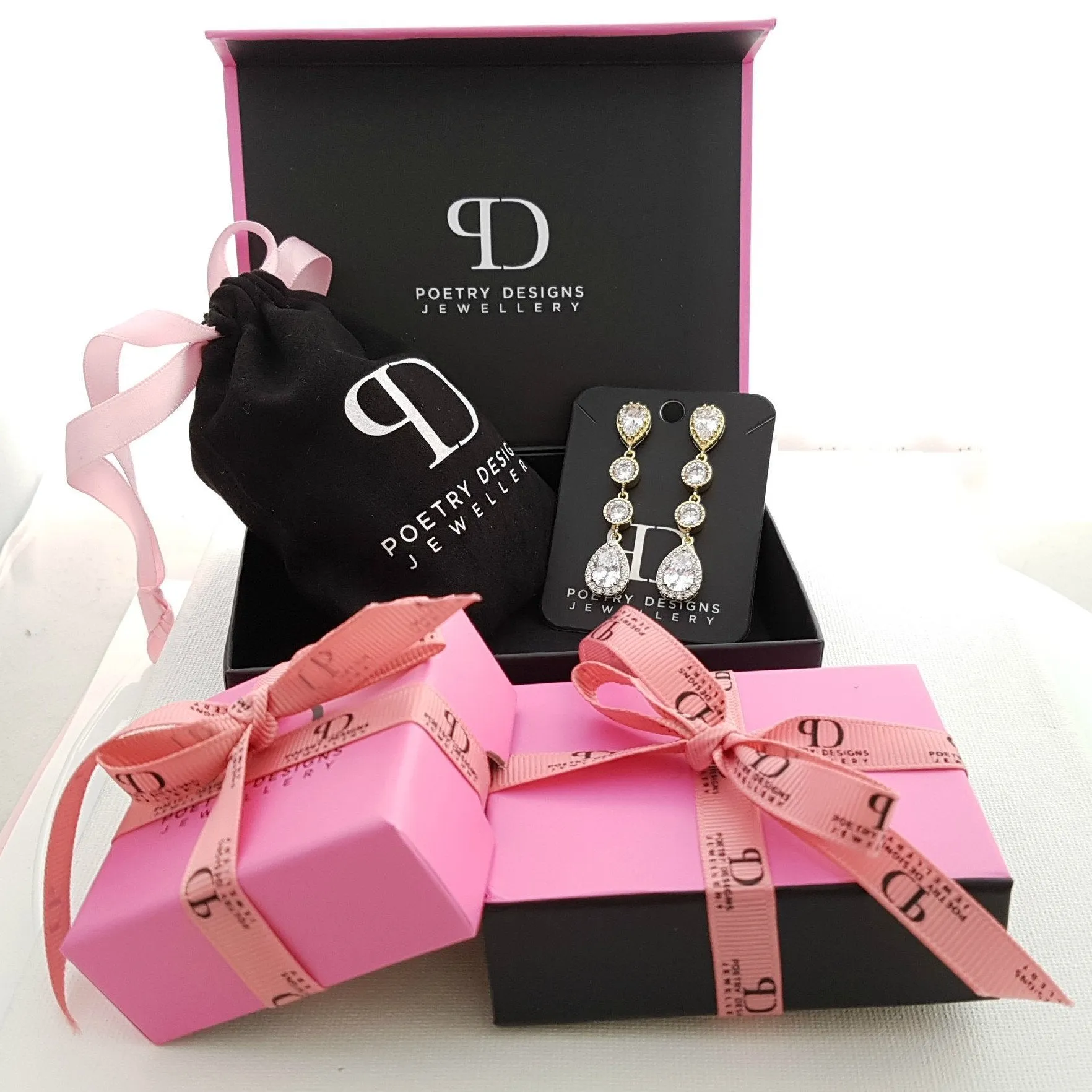 Round Crystal Earrings and Bracelet Set in Gold for Brides-Reagan