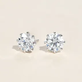 Round Cut Classic 8-prong Solitaire Gold Studs Set 2pcs