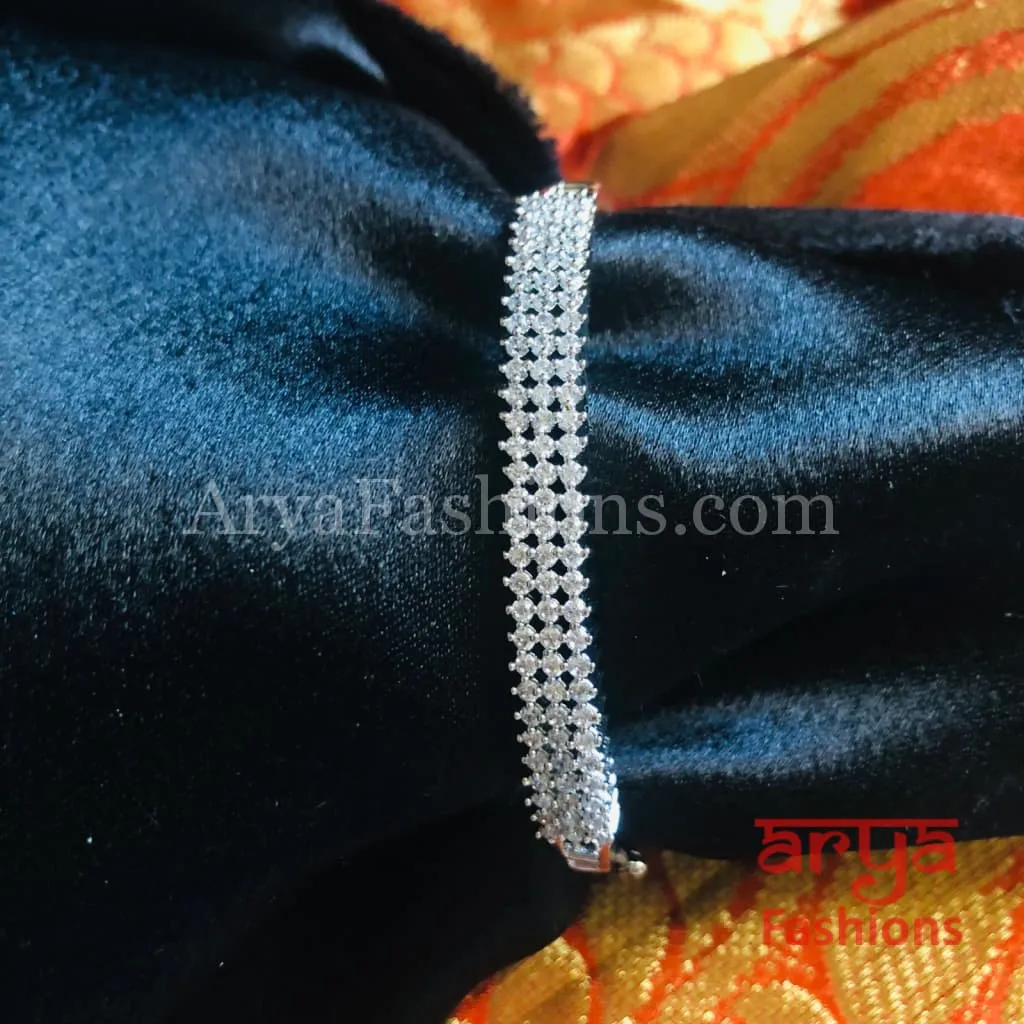 Rubia Silver CZ Band Bracelet/ CZ Crystal Party Bracelet