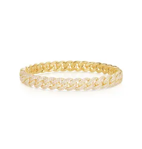 Sabel Collection Yellow Gold Halfway Diamond Link Bangle