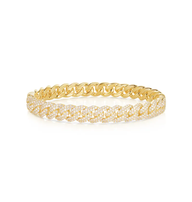 Sabel Collection Yellow Gold Halfway Diamond Link Bangle