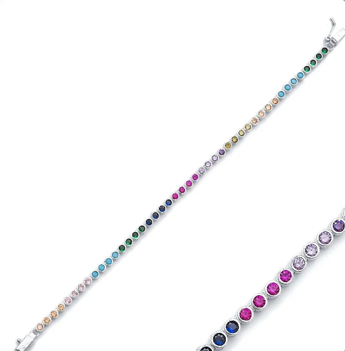 Sarah Stretton Silver Rainbow Tennis Bracelet