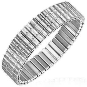 Satin Lines Bar Link Stainless Steel Stretch Bracelet
