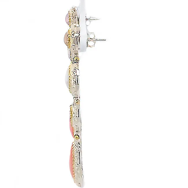 SED 111 - Mexican Opal & Pearl & Garnet Silver Earrings