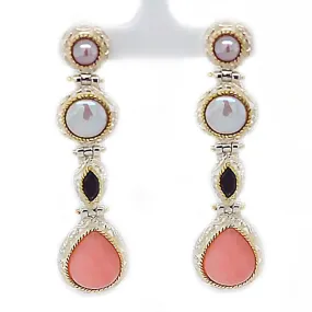 SED 111 - Mexican Opal & Pearl & Garnet Silver Earrings