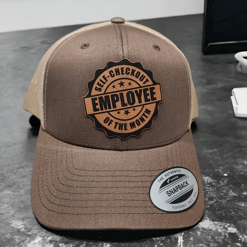 Self-Checkout Employee of the Month Leather Patch Trucker Hat