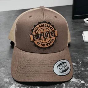 Self-Checkout Employee of the Month Leather Patch Trucker Hat