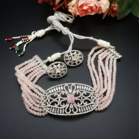 Selma Silver Pink CZ Choker Set