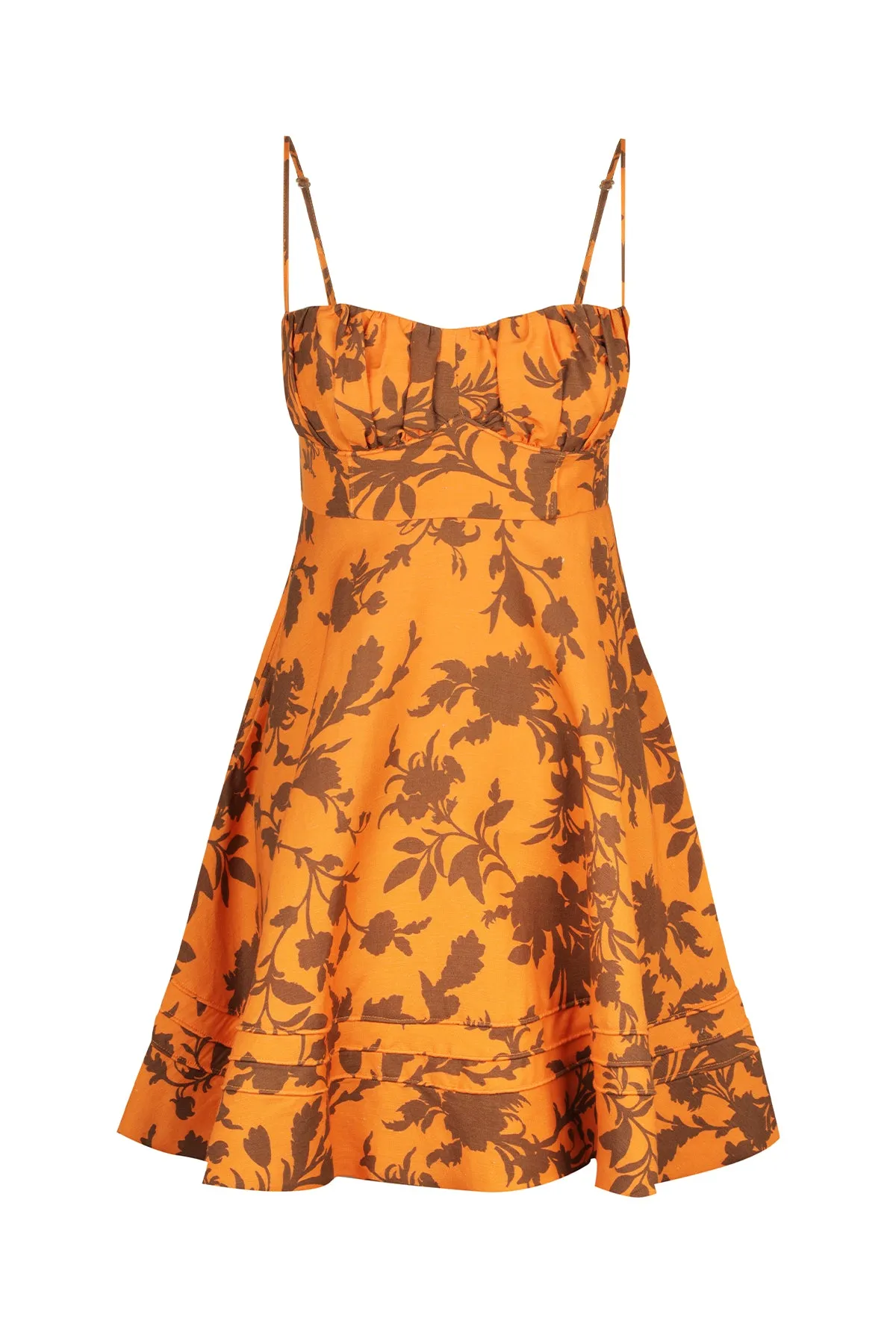 Shona Joy Uli Corded Circle Mini Dress in Papaya/Cacao