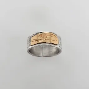 Silver 3/8" Band with Gold Orca or Killer Whale