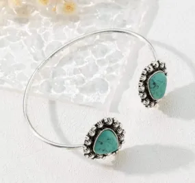 Silver & Turquoise Wrap Bracelet - #4276