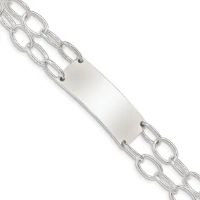 Silver Double Strand Oval Link I.D Bracelet