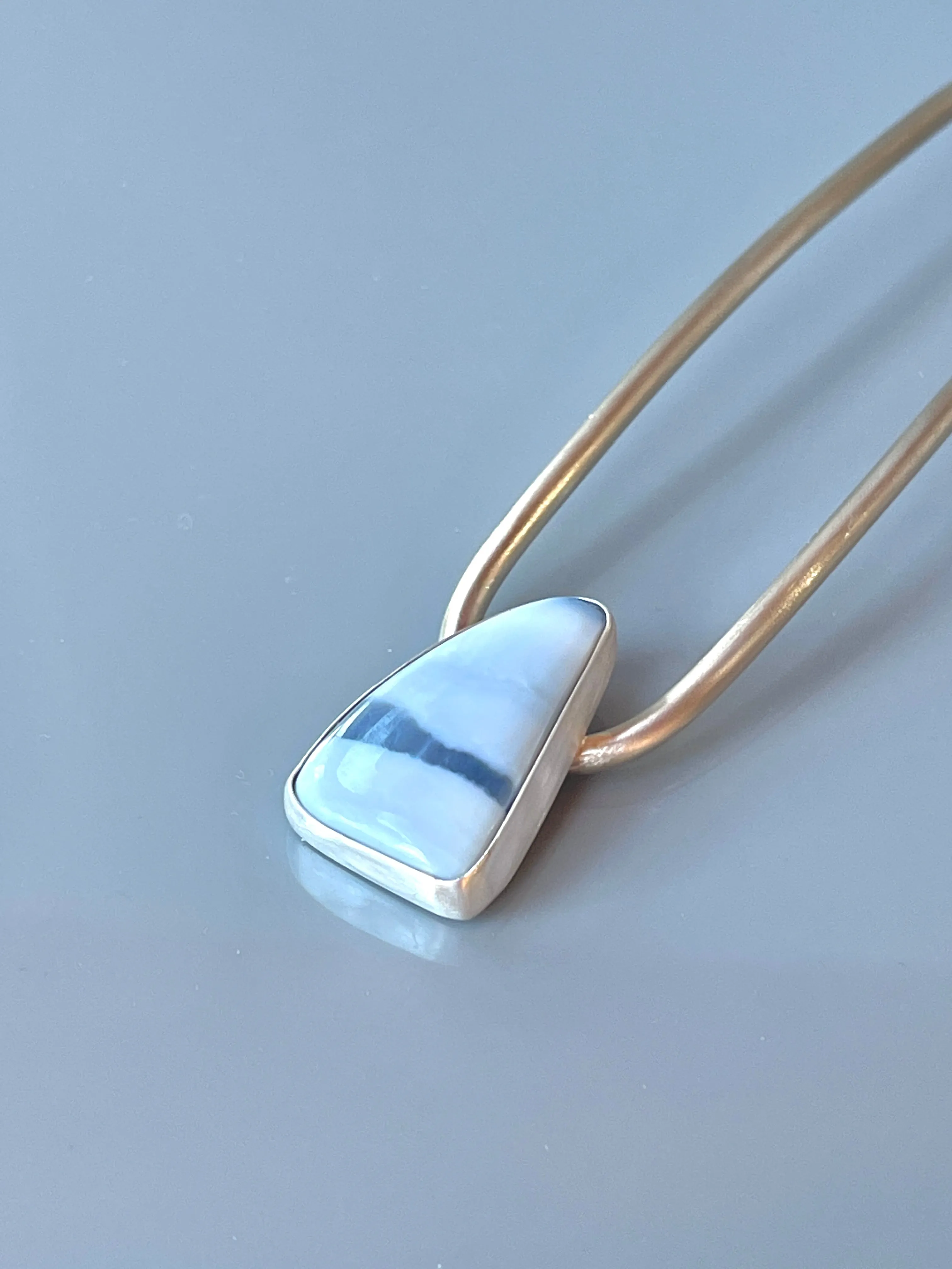 Silver Hair Pin, Blue Opal Sterling Silver Hair Pin OOAK unique hair pin, modern metal hair pin