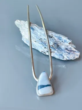 Silver Hair Pin, Blue Opal Sterling Silver Hair Pin OOAK unique hair pin, modern metal hair pin
