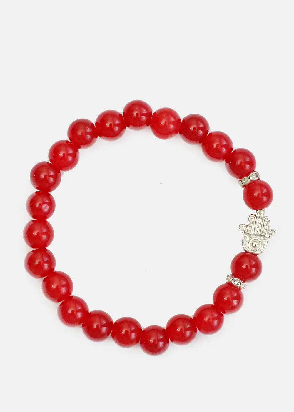 Silver Hamsa Hand Bead Bracelet