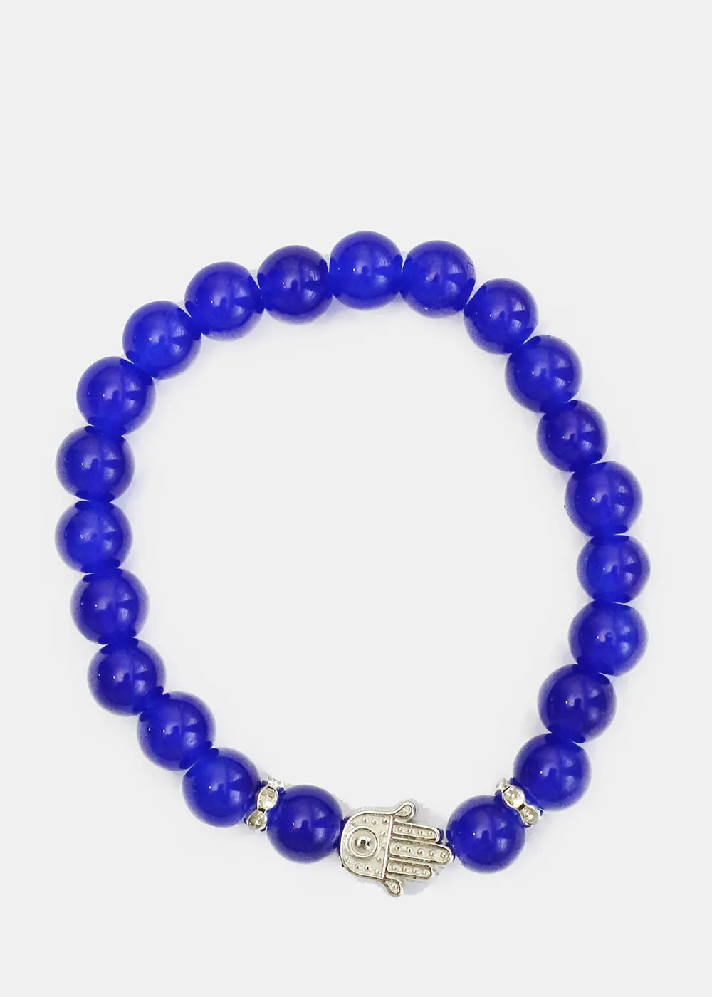 Silver Hamsa Hand Bead Bracelet