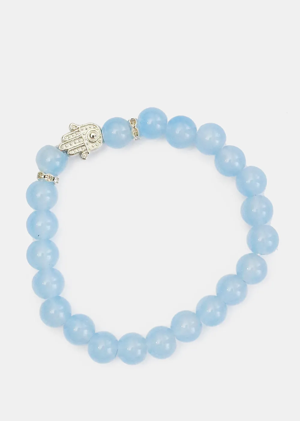 Silver Hamsa Hand Bead Bracelet