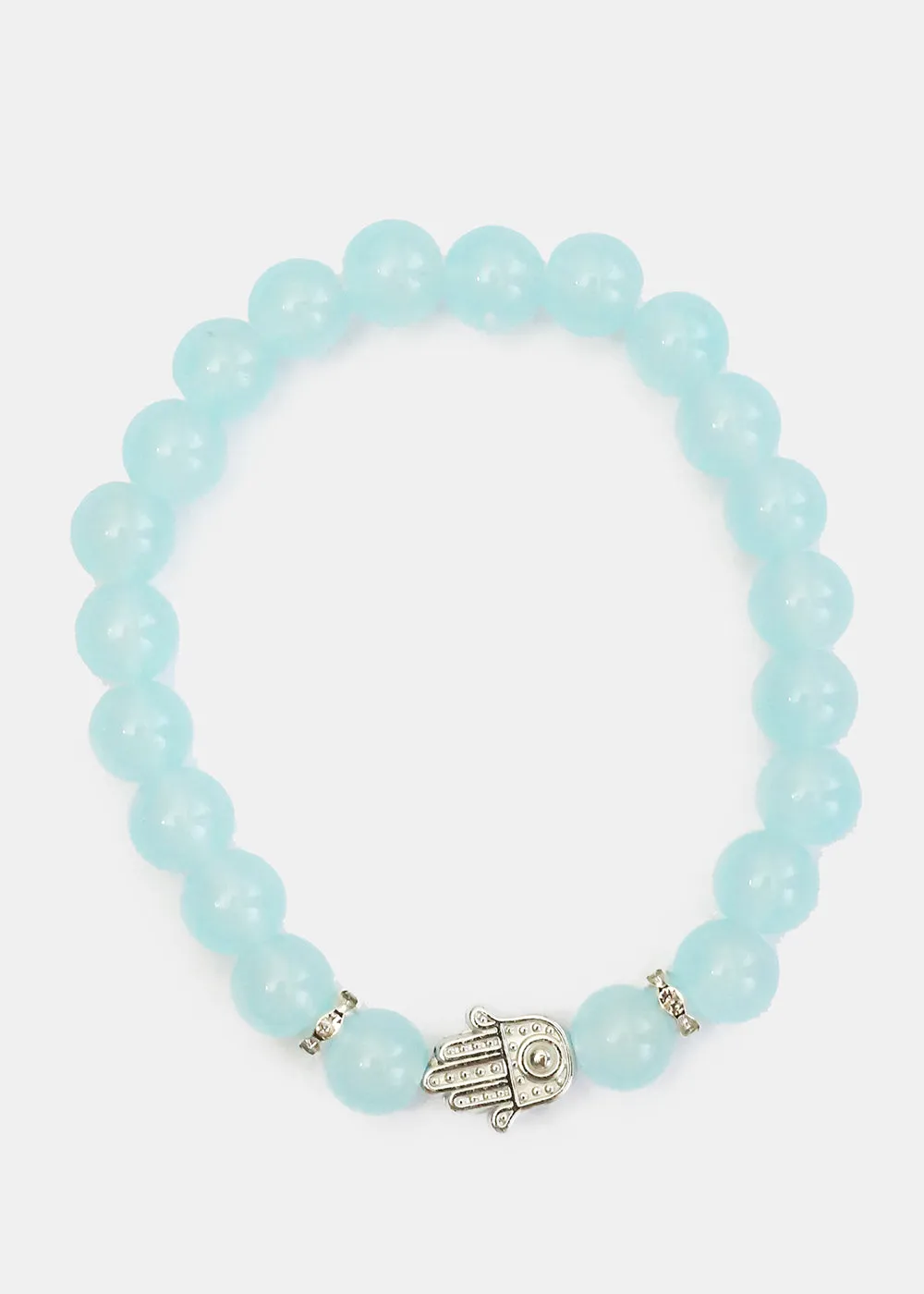Silver Hamsa Hand Bead Bracelet