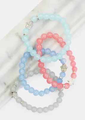 Silver Hamsa Hand Bead Bracelet
