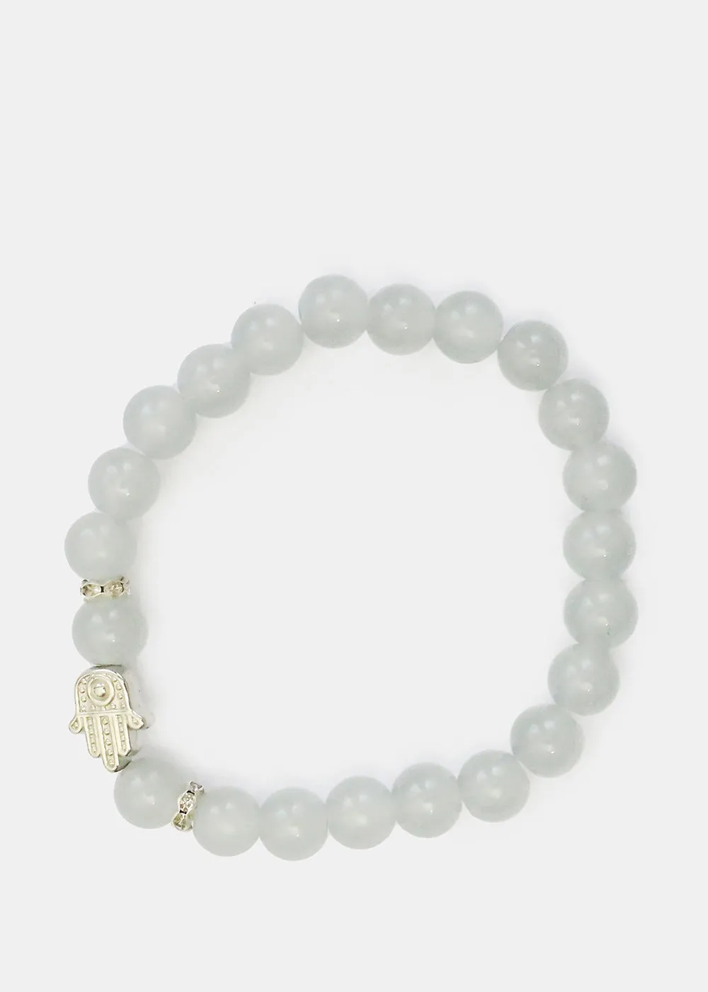 Silver Hamsa Hand Bead Bracelet
