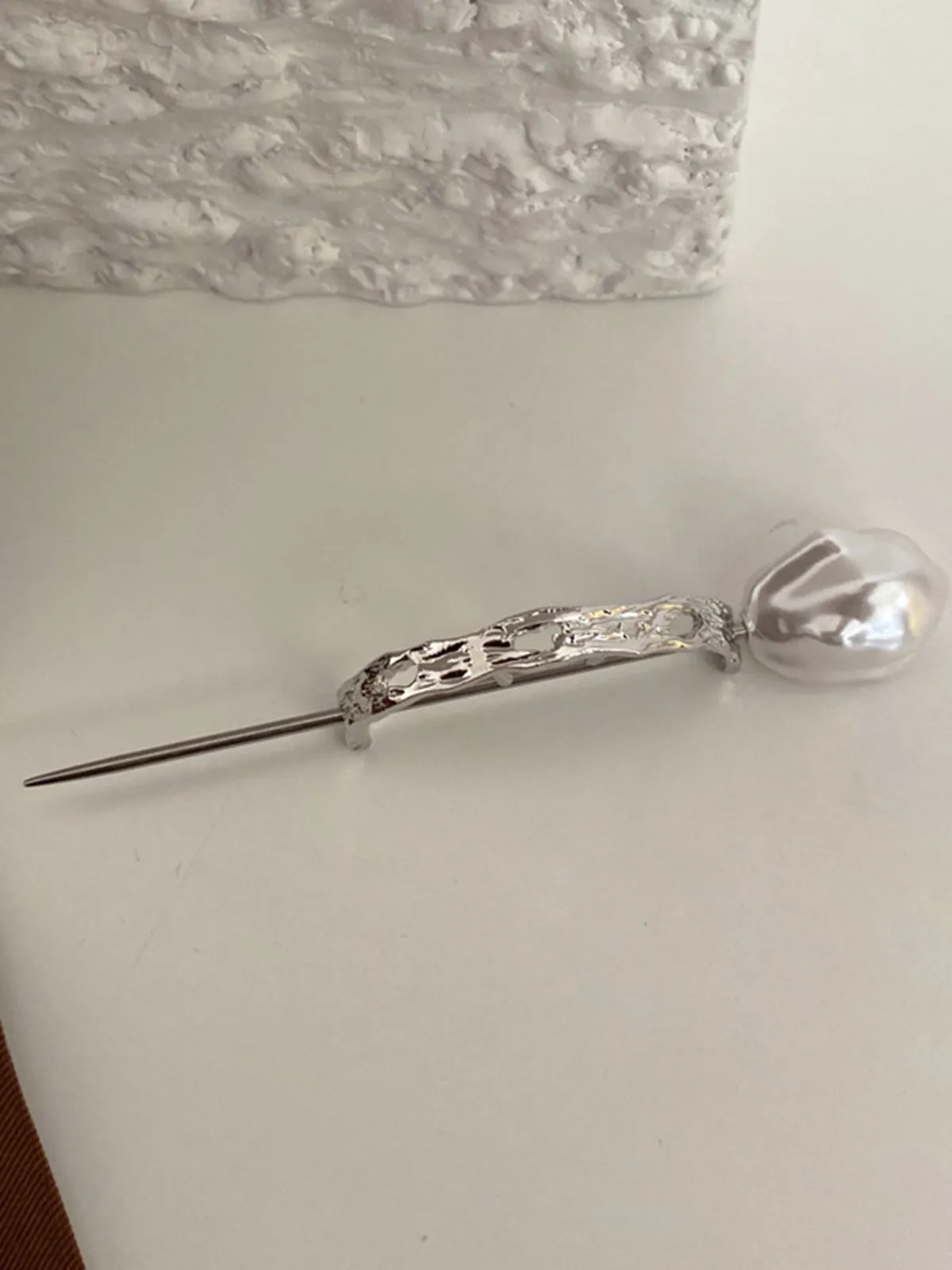Silver Irregular Shaped Pearl Hairpin