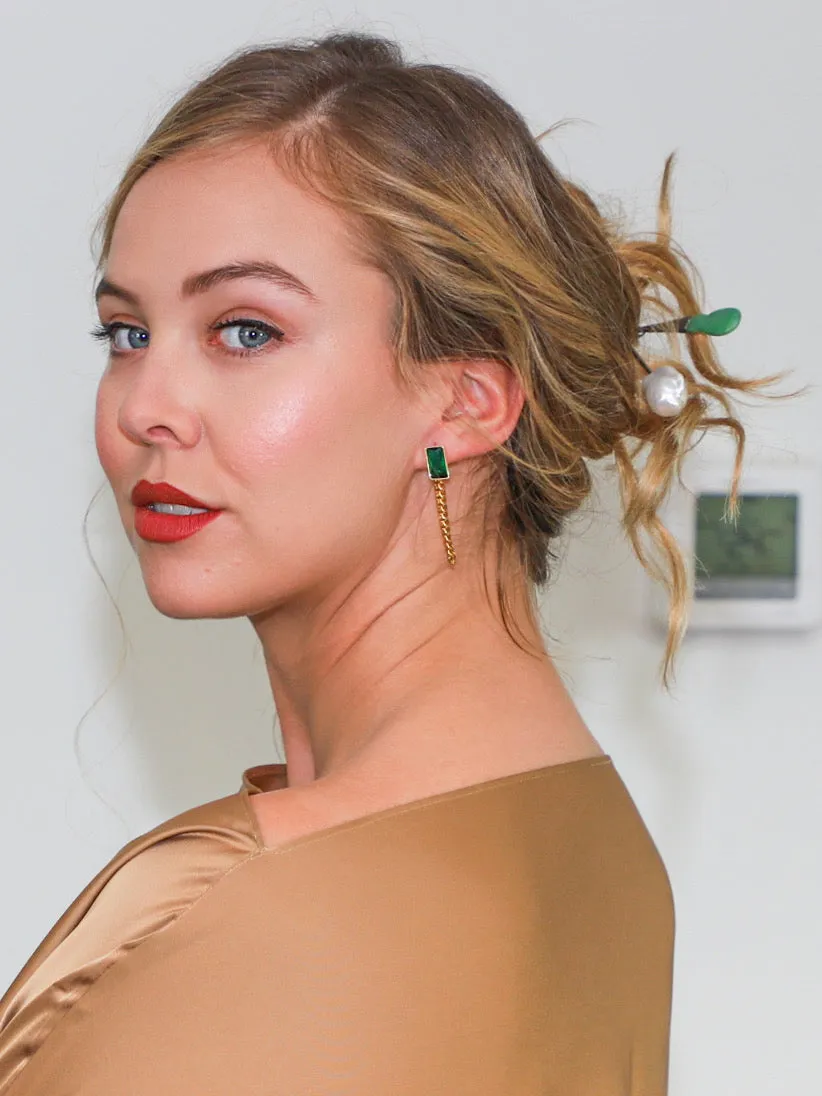 Silver Irregular Shaped Pearl Hairpin