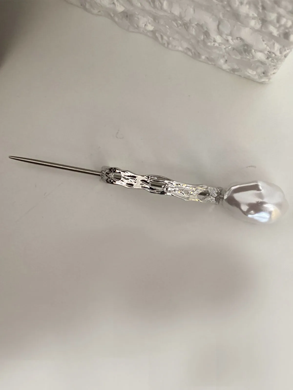 Silver Irregular Shaped Pearl Hairpin