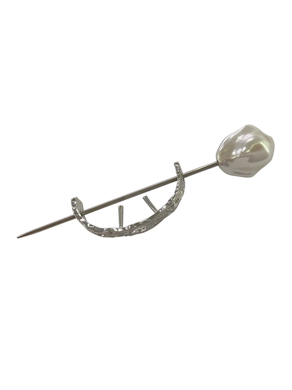 Silver Irregular Shaped Pearl Hairpin