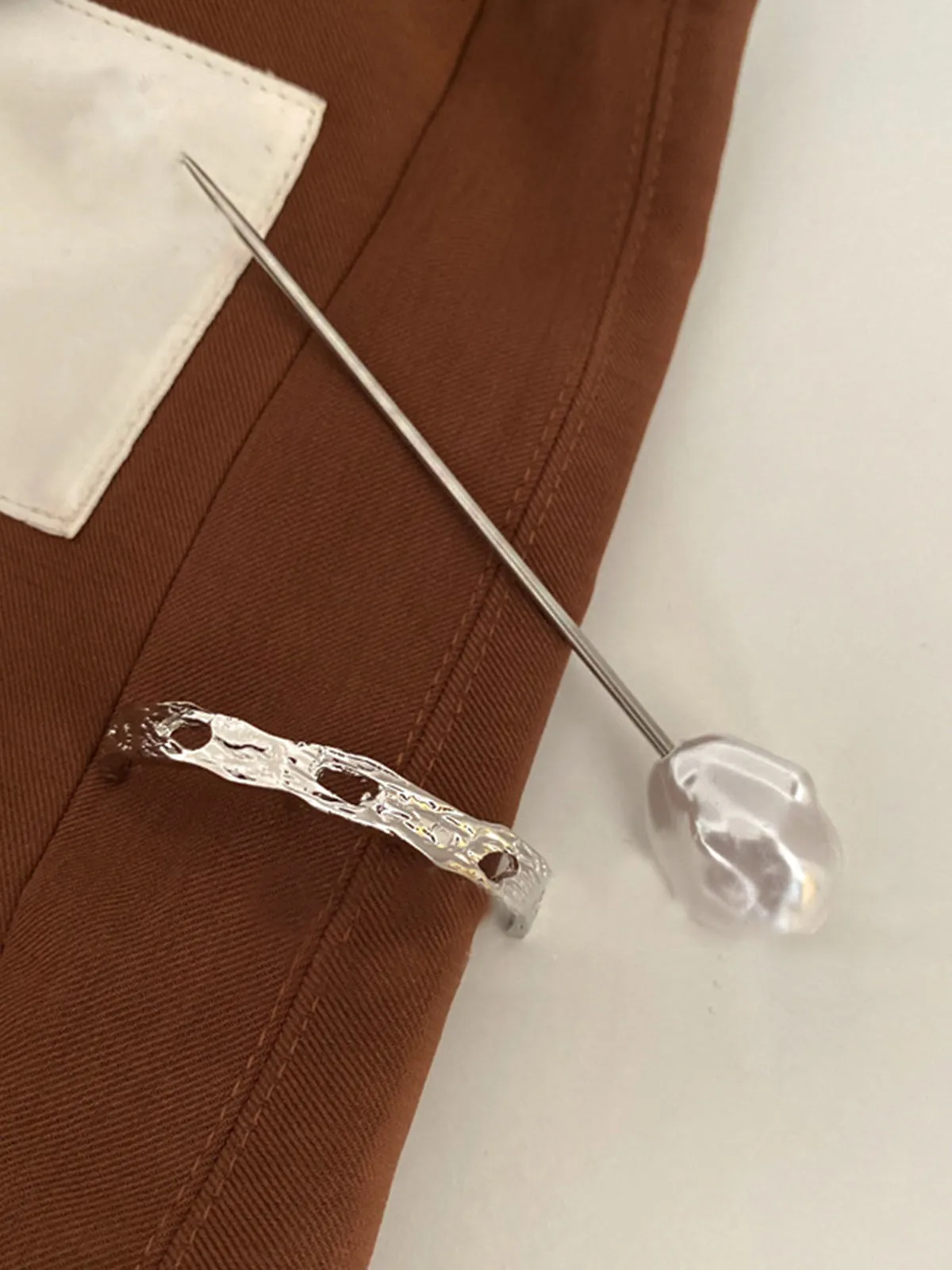 Silver Irregular Shaped Pearl Hairpin