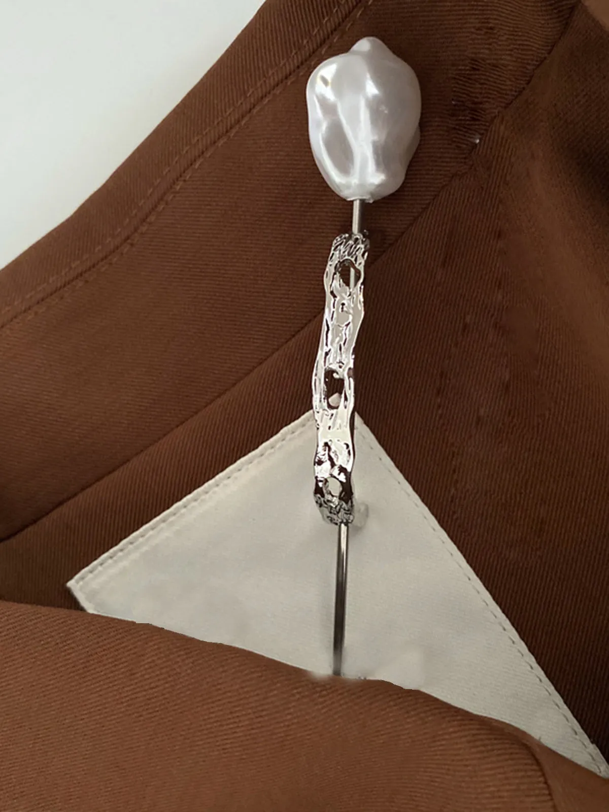 Silver Irregular Shaped Pearl Hairpin
